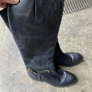 Leather wide calf boots